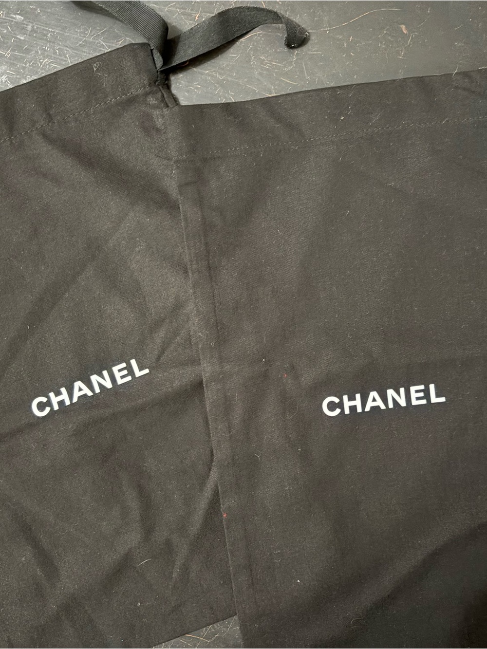 CHANEL Black Drawstring Logo Dust Bags (Pair)